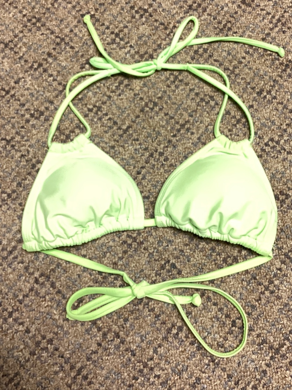 No Boundaries Lime Green Triangle String Bikini Top Size Small 3-5